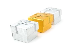 silver and gold boxes