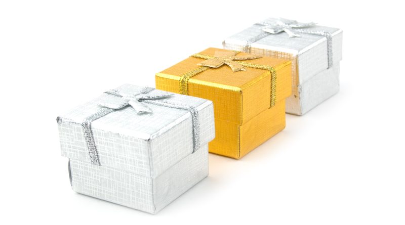 silver and gold boxes